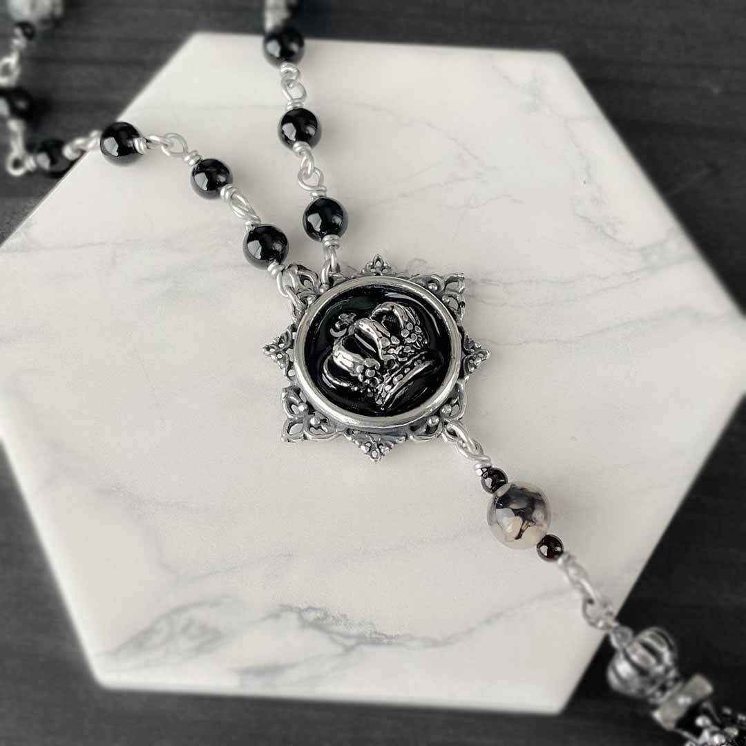 Crown Rosary Necklace for men by Rock My Wings.