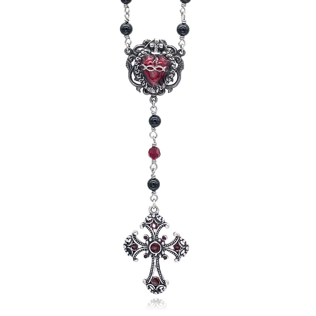 sacred heart rosary necklace for women