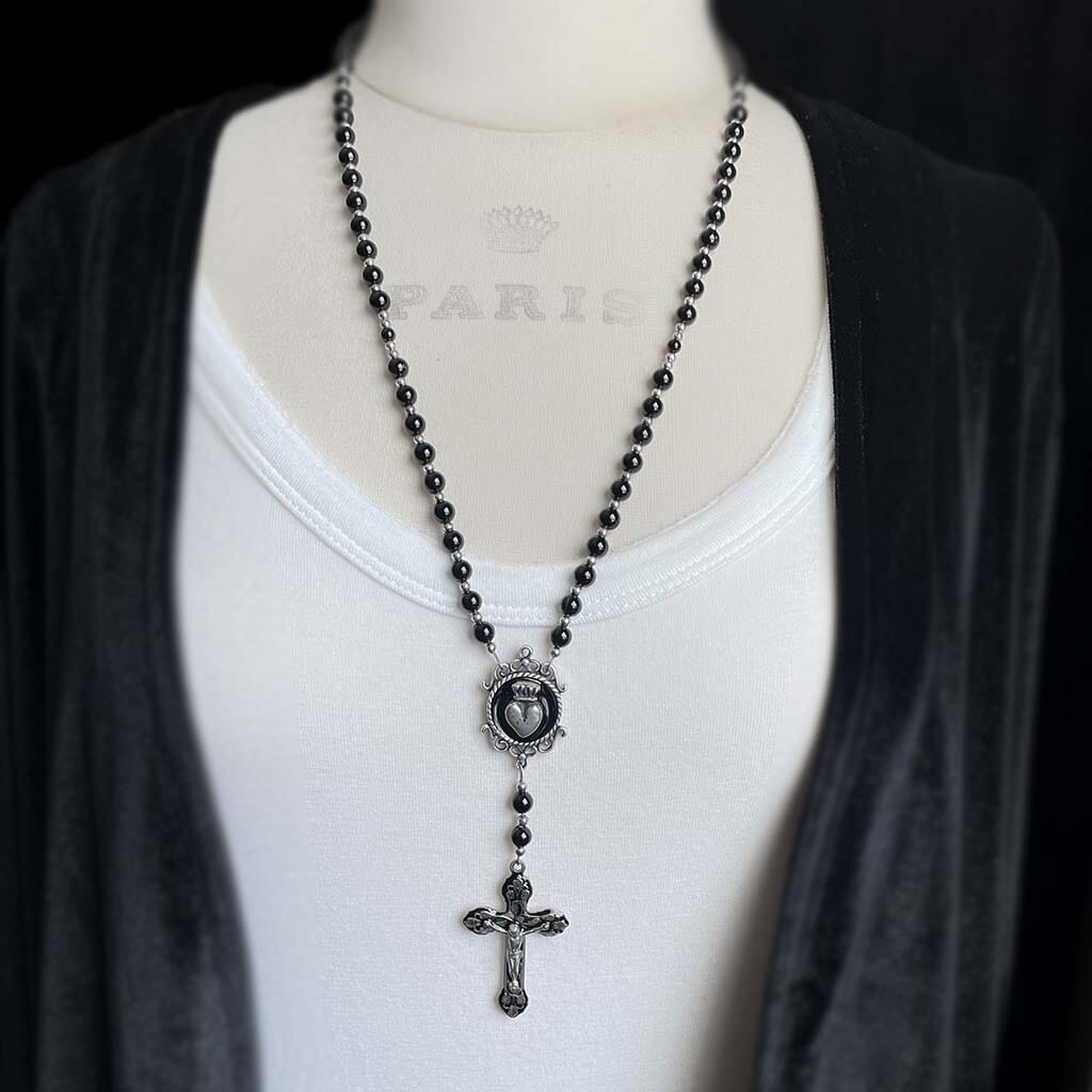 black rosary necklace for women