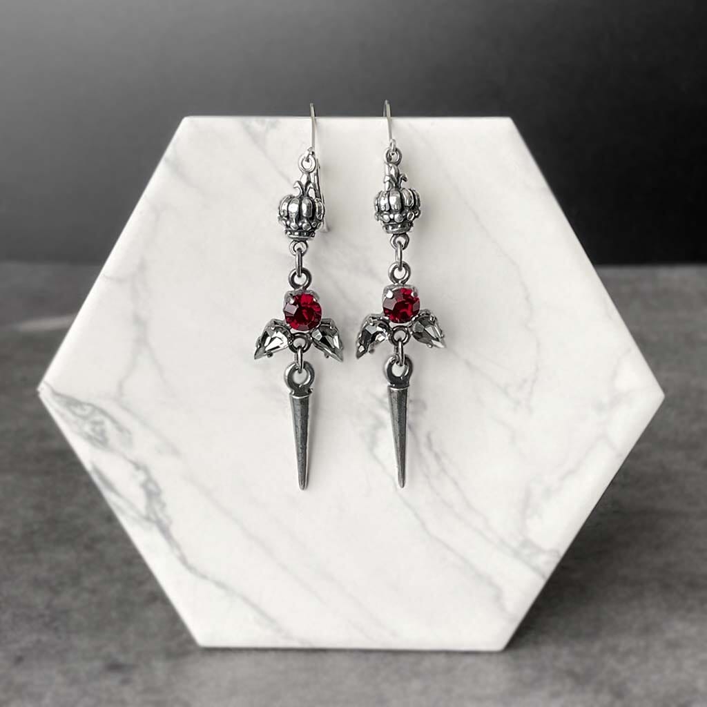 Crown and spike earrings for women - rock n roll jewelry