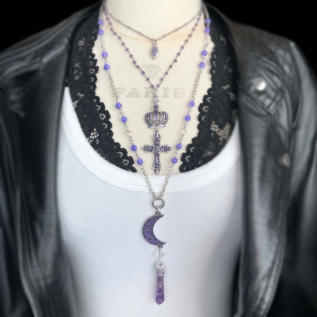 Double layered short rosary necklace for women - rocker style