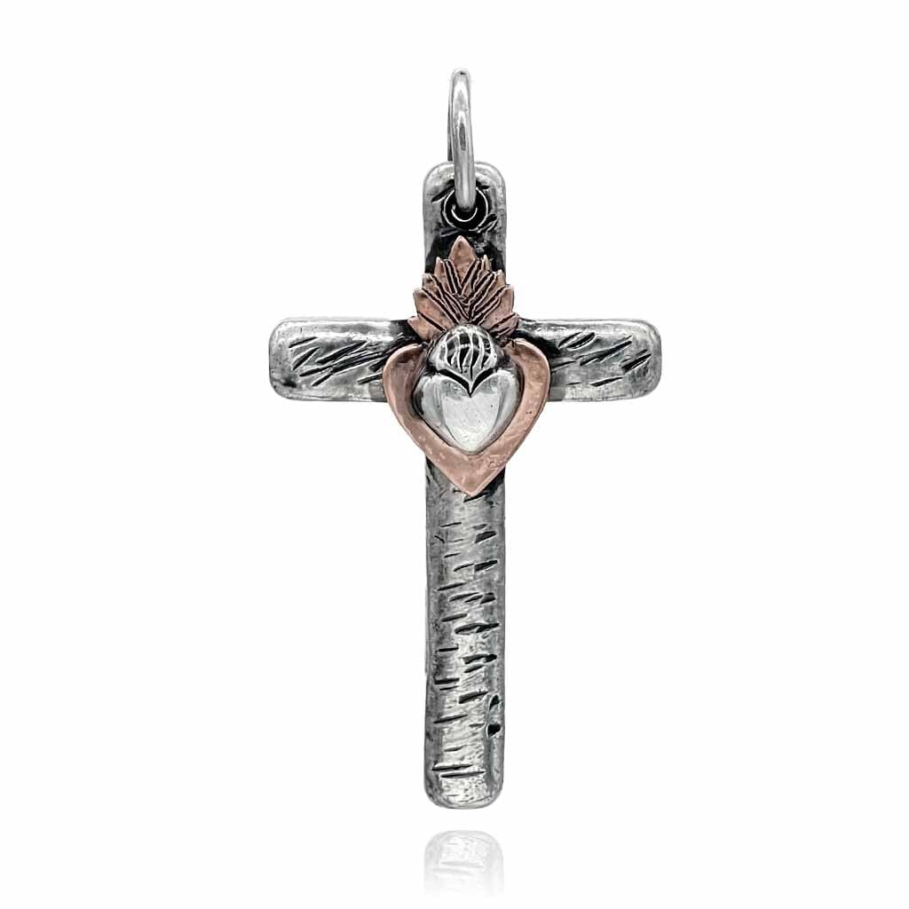 sacred heart cross pendant for men and women by rock my wings