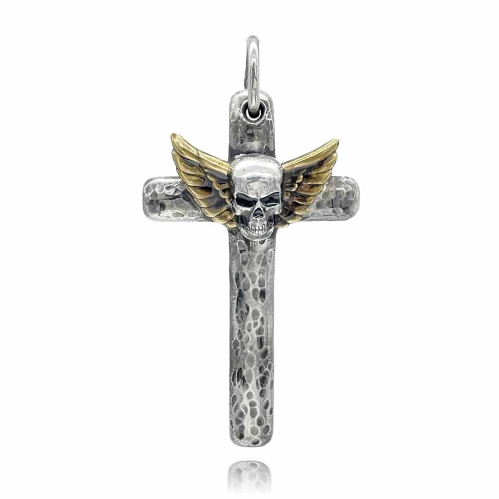 Fuel Your Rebellion. Linin' on a Wing and a Prayer Skull Cross Pendant