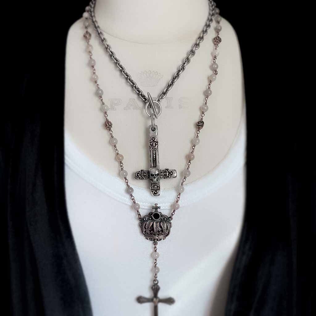 inverted skull cross pendant for women by rock my wings