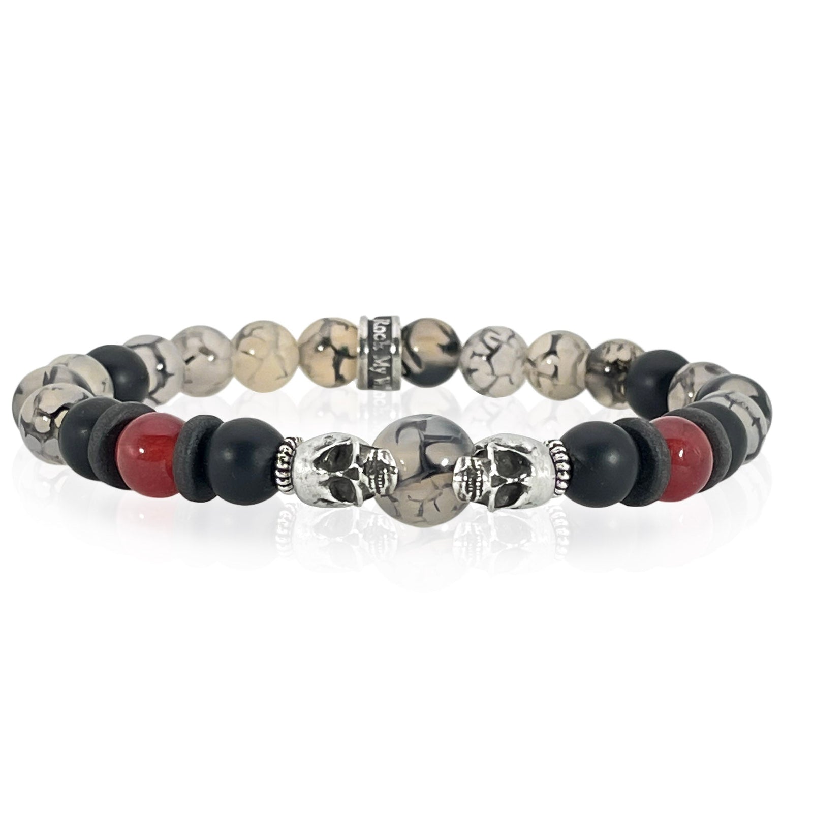 Men's Matte Onyx Double Bead Bracelet - Black Gemstones